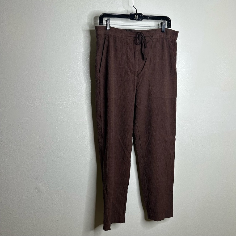Zara Chocolate Brown Gauze Lightweight Tie Waist Pant Size Medium